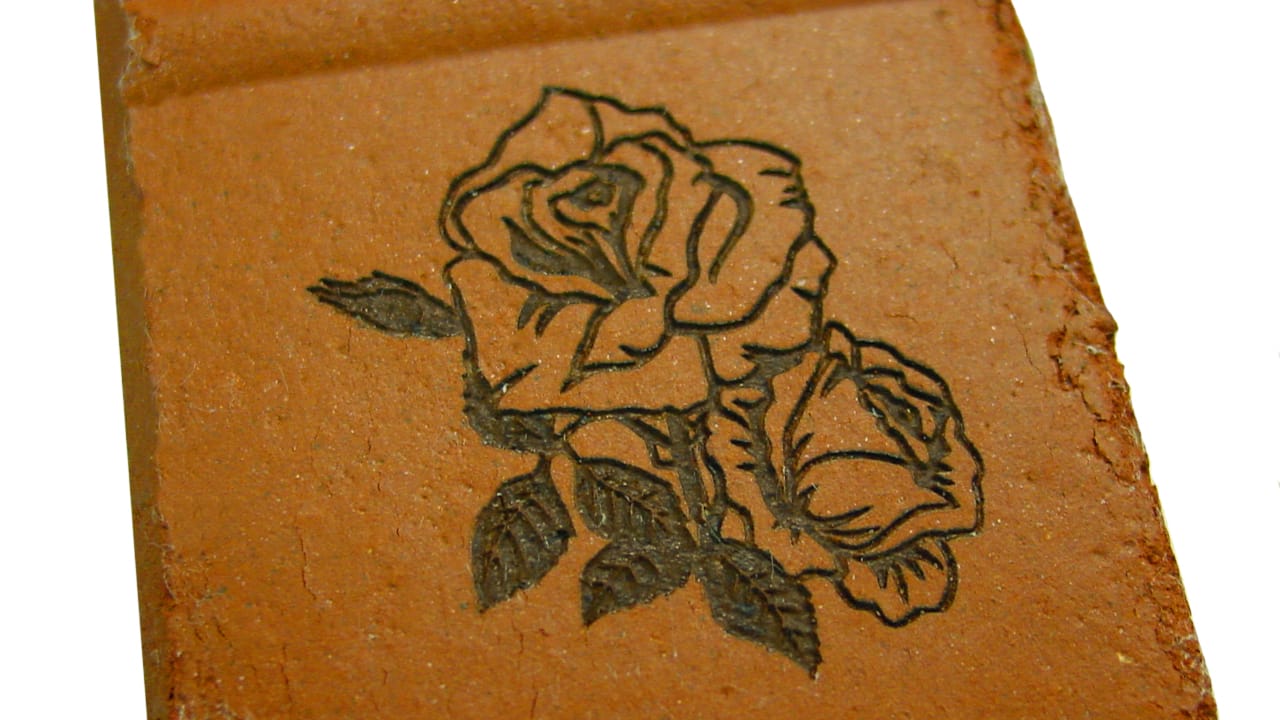 Brick Laser Engraving Sample with a 10.6 micron CO<sub>2</sub> Laser