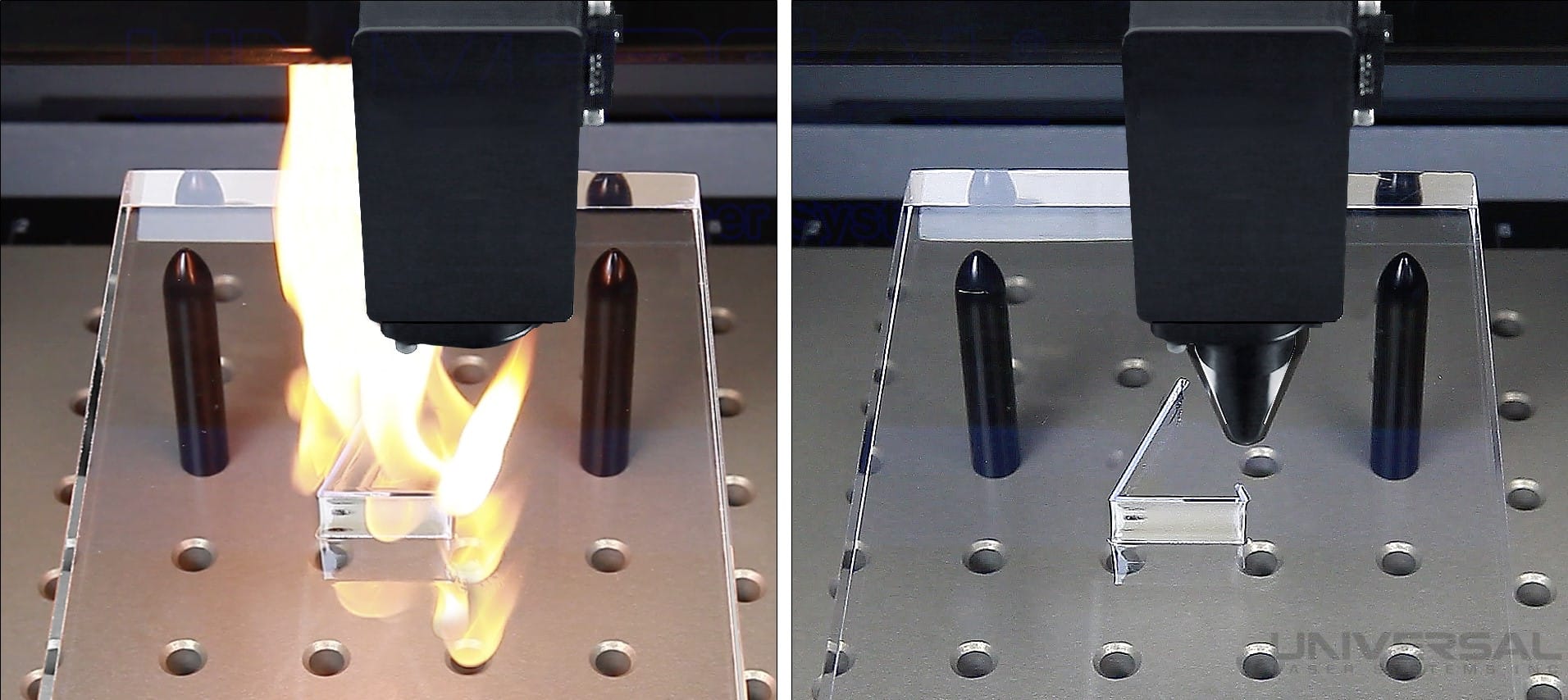 Laserschneiden von Acryl mit Gas-/Luftzublasung